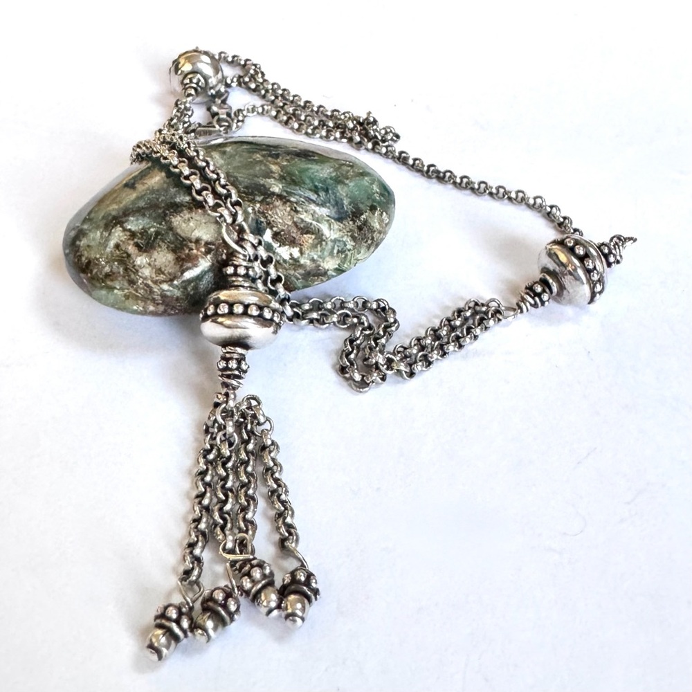 AREZZO ITALY Necklace w/ Stations Sterling Silver Tassel MARKED AR 1158